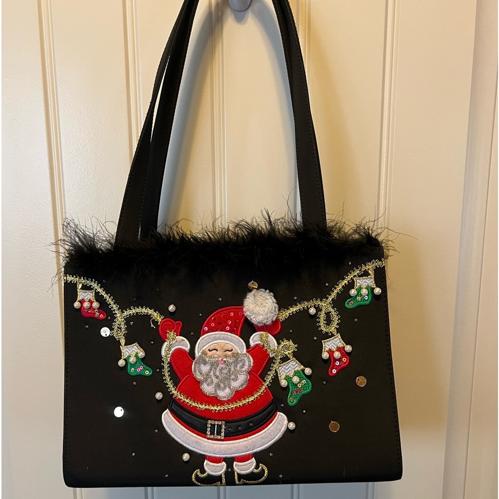 Jack B Black Santa Christmas Fabric Handbag Tote